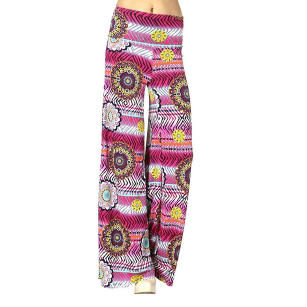 Superline Pink Multi-Color Floral Palazzo Pants